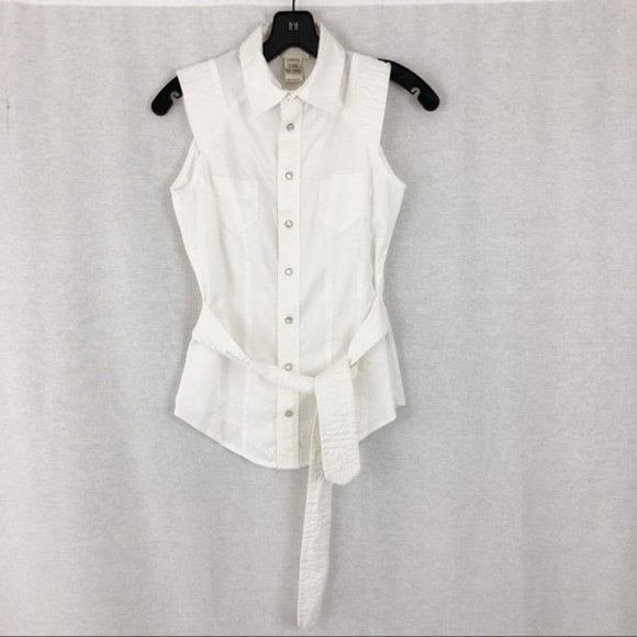 Diesel Button Sleeveless Shirt With Belt - Picture 2 of 6